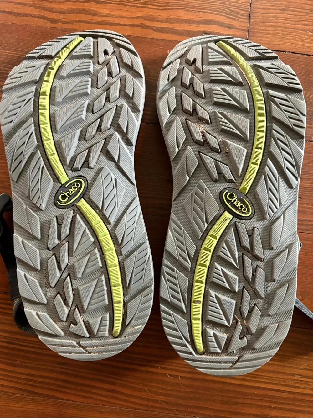 Chaco Men's Gray Sandals with Yellow Stripe